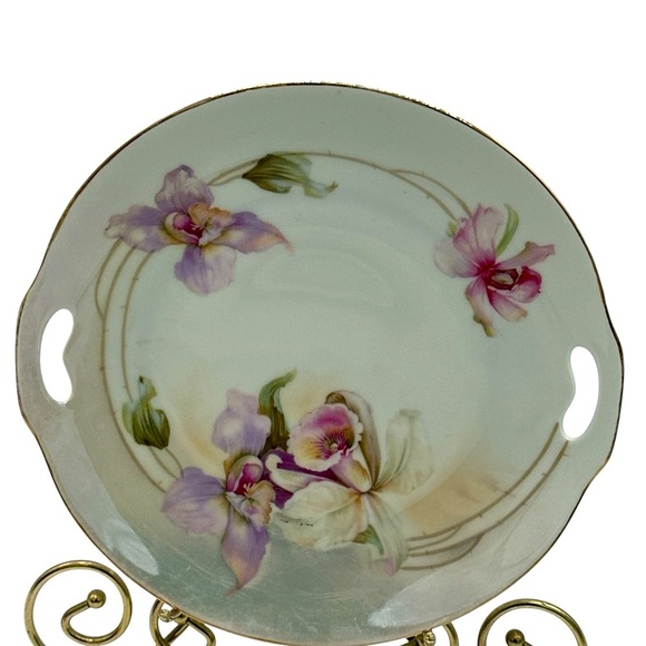 Prov Saxe E.S. Germany 1902 Antique Orchid 10" Hand - Painted Serving Plate - Picture 7 of 7